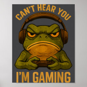 Gamer Video Frog Gaming Joke Poster