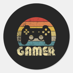 Gamer Video Game Player Boys Teens Men Classic Round Sticker