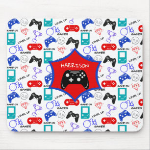 Gamer Video Icons Controllers Pattern Personalized Mouse Pad