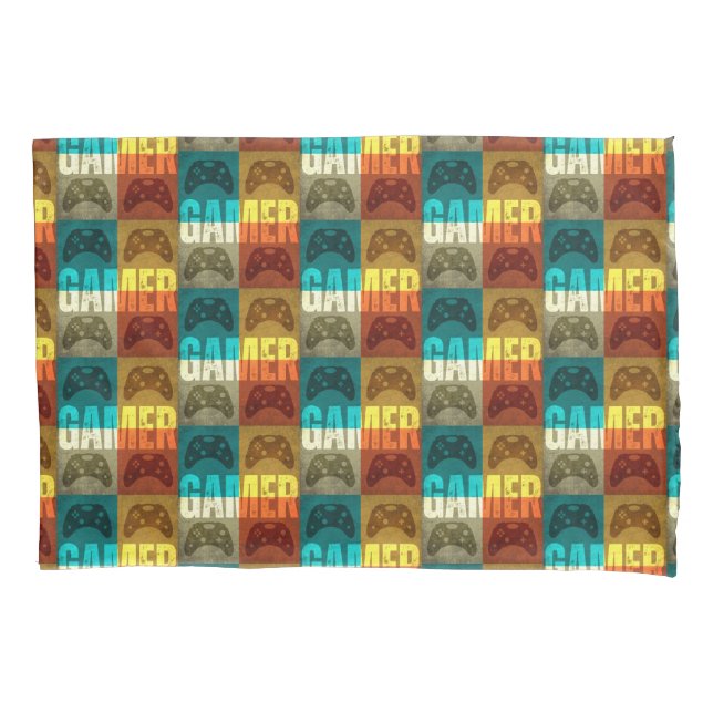 GAMER VINTAGE VIDEO GAME CONTROLLER   PILLOWCASE (Front)