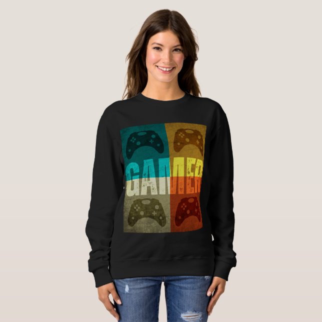 GAMER VINTAGE VIDEO GAME CONTROLLER  SWEATSHIRT (Front Full)