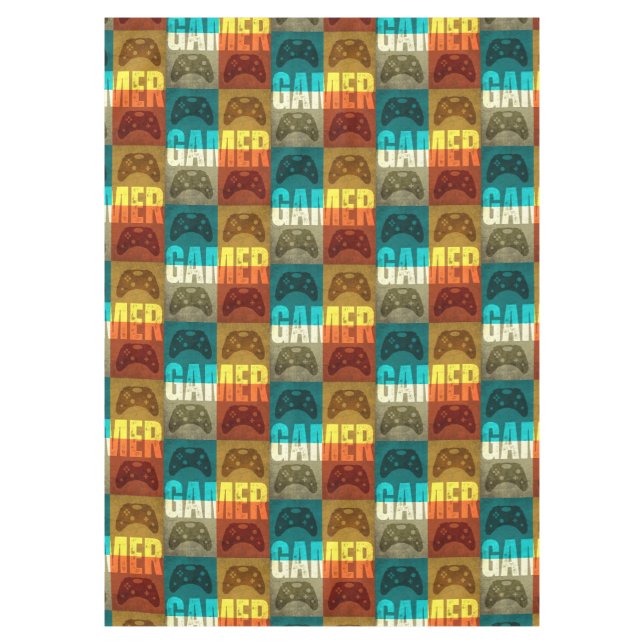 GAMER VINTAGE VIDEO GAME CONTROLLER   TABLECLOTH (Front)