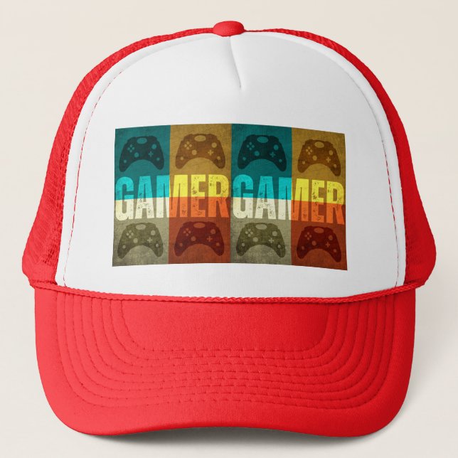GAMER VINTAGE VIDEO GAME CONTROLLER  TRUCKER HAT (Front)
