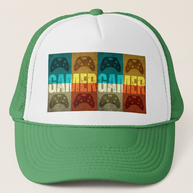 GAMER VINTAGE VIDEO GAME CONTROLLER  TRUCKER HAT (Front)
