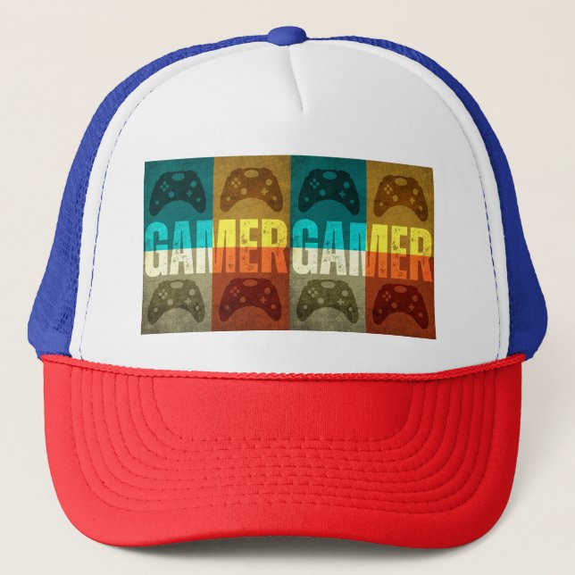 GAMER VINTAGE VIDEO GAME CONTROLLER  TRUCKER HAT (Front)