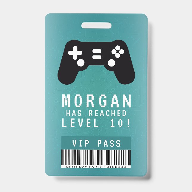 Gamer VIP Pass Birthday Invitation  Badge (Front)