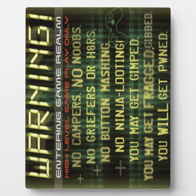 Gamer warning plaque (Front)