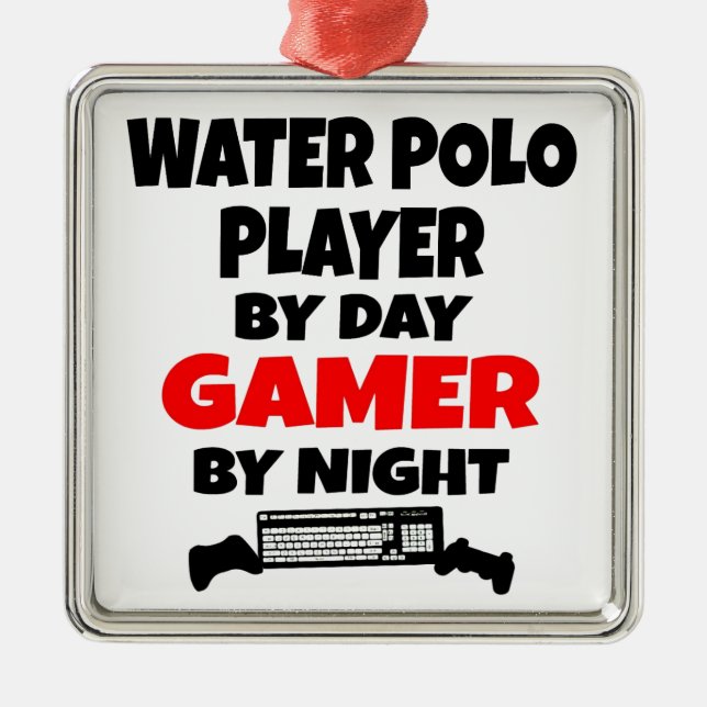 Gamer Water Polo Player Metal Ornament (Front)