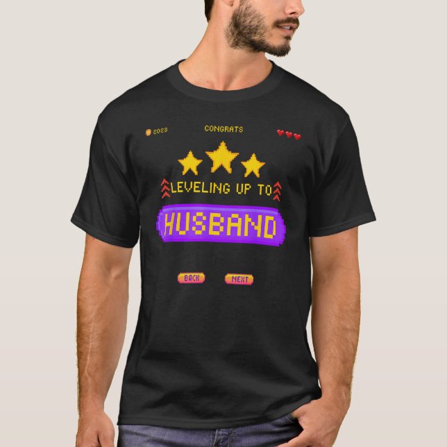 Gamer Wedding Leveling Up to Husband Bachelor Part T-Shirt (Front)
