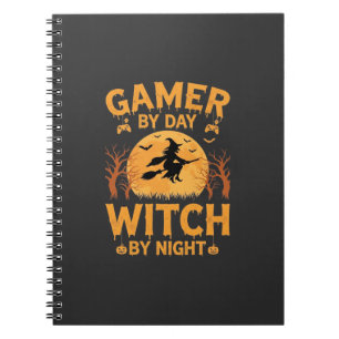 Gamer Witch Halloween Gaming Design Notebook
