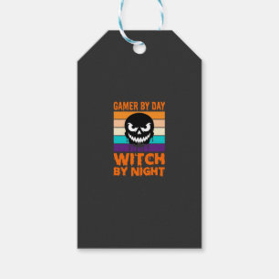 Gamer Witch Halloween Retro Skull Gift Tags