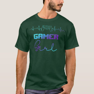 Gamer Women Girls Heartbeat Video Games Gaming T-Shirt