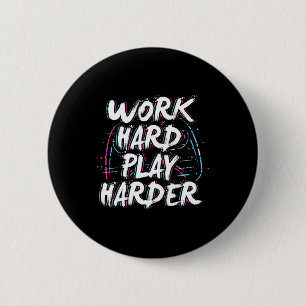 Gamer Word Hard Play Harder 2 Inch Round Button