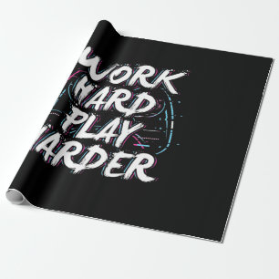 Gamer Word Hard Play Harder Wrapping Paper