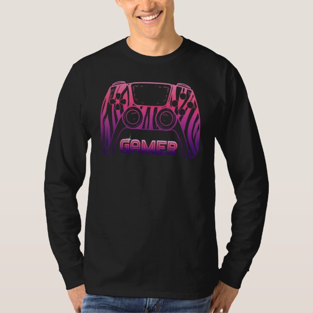Gamer Zebra Game Controller Console Video Gamer Ga T-Shirt (Front)