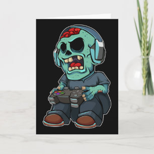 Gamer Zombie Lazy Halloween Costume Funny Gaming V Card