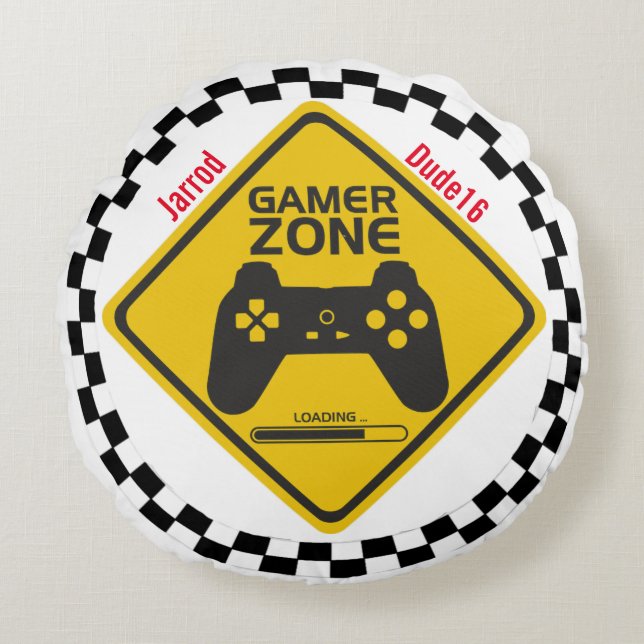 Gamer Zone Vidéo Jeu Coussin Rond (Devant)