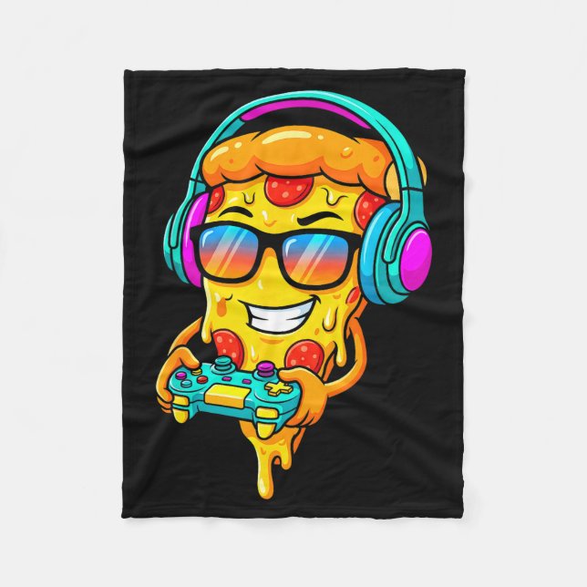 Gamer Zza Slice Video Gaming Boy Enthusiast Gamer  Fleece Blanket (Front)