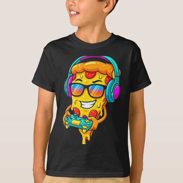Gamer Zza Slice Video Gaming Boy Enthusiast Gamer  T-Shirt (Front)