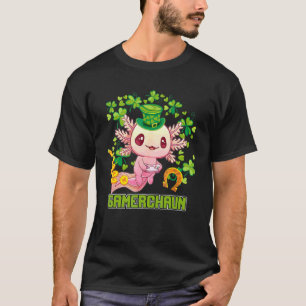 Gamerchaun Axolotl Video Game Controllers St Patri T-Shirt