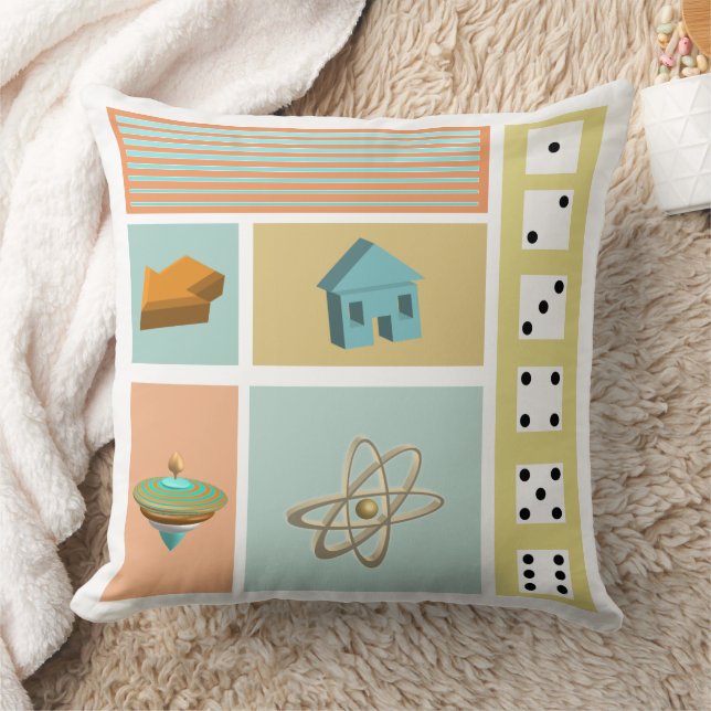 Gameroom Dice Retro Pattern Throw Pillow (Blanket)