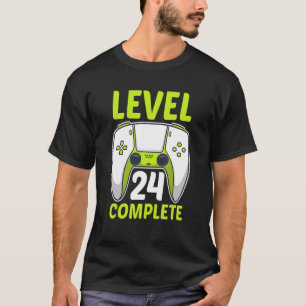 Gamers 24th Birthday 24 Years Old Bday Level 24 Co T-Shirt