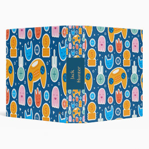 Gamers Blue Video Game Playstation Pattern Binder