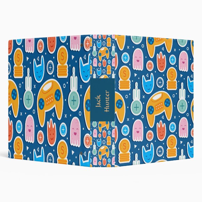 Gamers Blue Video Game Playstation Pattern Binder (Background)