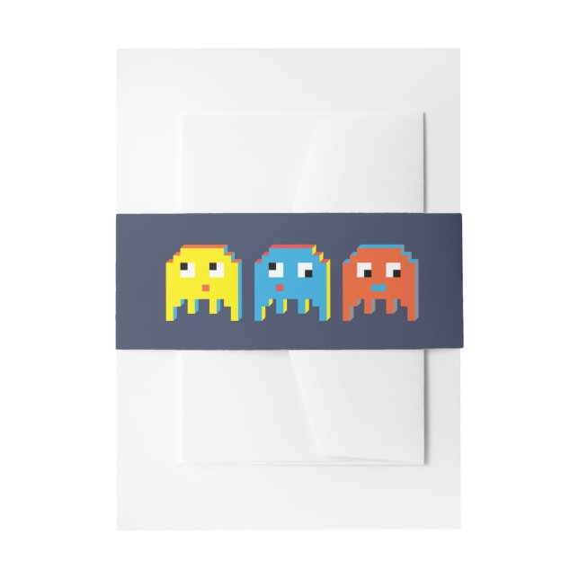 Gamers colourful pixel alien monster characters invitation belly band (Front Example)