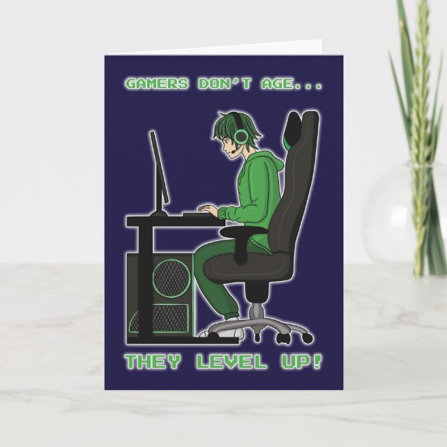 Gamers Don't Age They Level Up Birthday Card (Front)