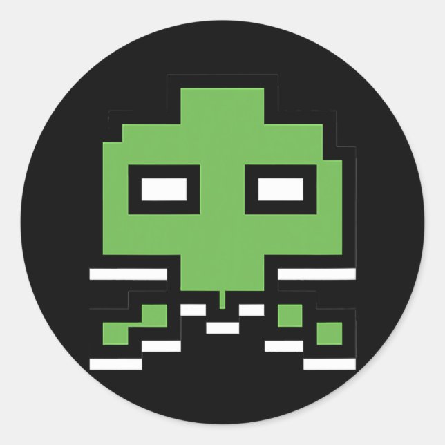 Gamer's Gaming Alien Invader Arcade 80s 90s Classic Round Sticker (Front)