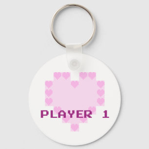 Gamers in Love - Player 1 Keychain