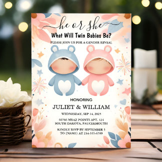 Games Oh Baby Joint Dual Two Twin Gender Reveal Invitation