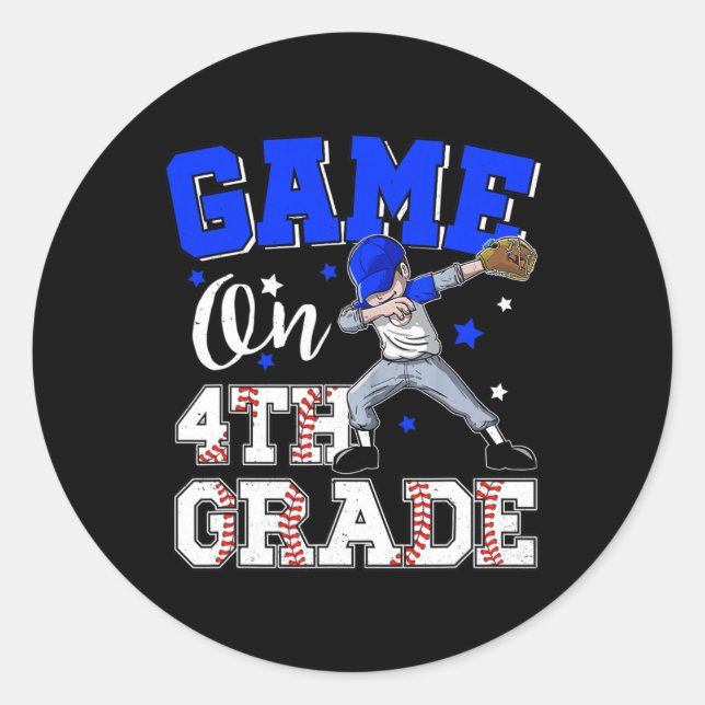 Games On 4th Grade  Boy Dabbing First Day Of Schoo Classic Round Sticker (Front)