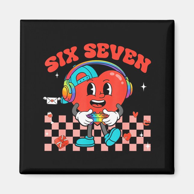 Games Valentine 67 Six Seven Funny Gamer Heart Cut Magnet (Front)