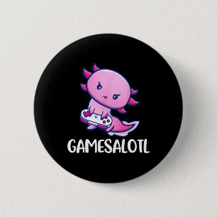 Gamesalotl Axolotl Cute Playing Video Game  2 Inch Round Button