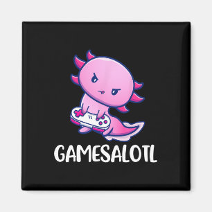 Gamesalotl Axolotl Cute Playing Video Game  Magnet