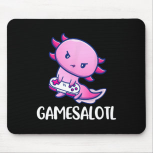 Gamesalotl Axolotl Cute Playing Video Game  Mouse Pad