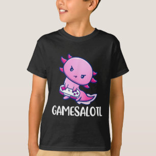 Gamesalotl Axolotl Cute Playing Video Game T-Shirt