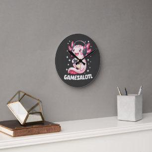 Gamesalotl Axolotl Gaming  Round Clock