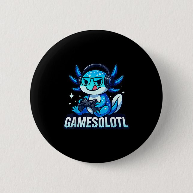 Gamesolotl Axolotl Fish Gamer Gaming Anime Video G 2 Inch Round Button (Front)