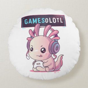 Gamesolotl - Axolotl Gamer Round Pillow