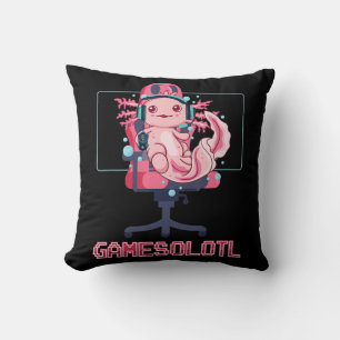 Gamesolotl Axolotl Video Gamer Kawaii Anime Gaming Throw Pillow