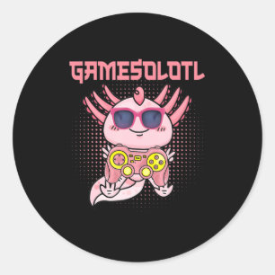 Gamesolotl Axolotl Video Gamer Kawaii Anime Kids B Classic Round Sticker