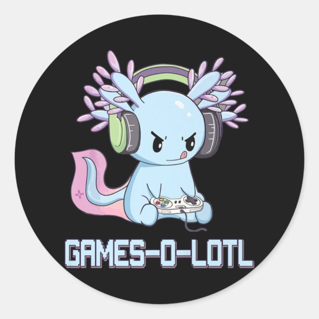 Gamesolotl Axolotl Video Gamer Kawaii Pastel Goth Classic Round Sticker (Front)