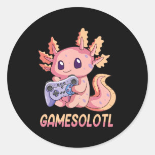 Gamesolotl Axolotl Video Gamer Kawaii Pastel Goth  Classic Round Sticker
