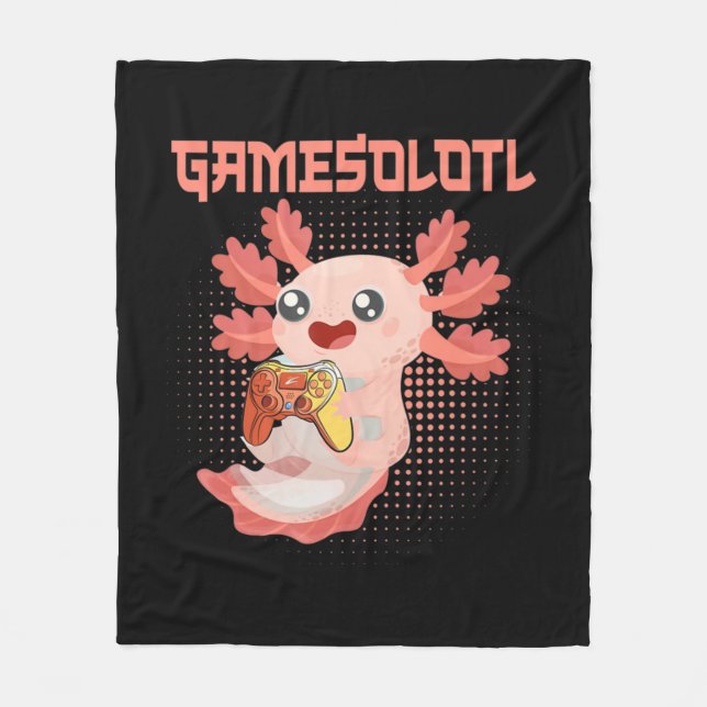 Gamesolotl Axolotl Video Gamer Kawaii Pastel Goth  Fleece Blanket (Front)