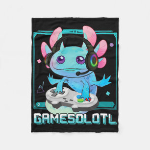 Gamesolotl Axolotl Video Gamer Kawaii Pastel Goth  Fleece Blanket