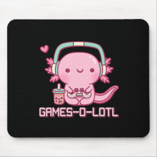 Gamesolotl Axolotl Video Games Kawaii Anime Gamer  Mouse Pad