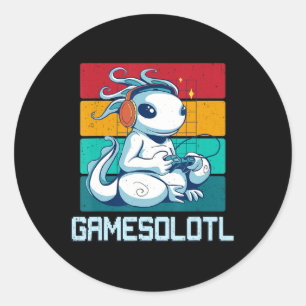 Gamesolotl Cute Axolotl Video Gamer Kawaii Anime B Classic Round Sticker